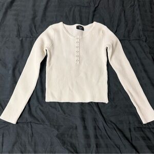 Vici Cream Ribbed Long Sleeve Top (NWOT)